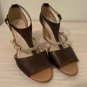 Tod’s 7.5 Wedge Sandals Brown & Beige